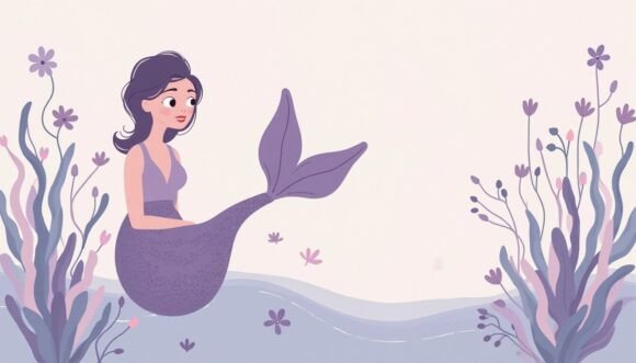 Download Minimalist Purple Mermaid in Soft Tones - Soft tones Collection